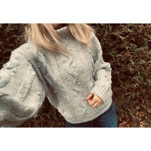 VINTAGE style bobble knit oversized grey sweater